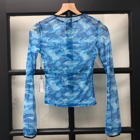 UNIF Sheer Blue Camo Top - Size XS - Picture 5 of 6